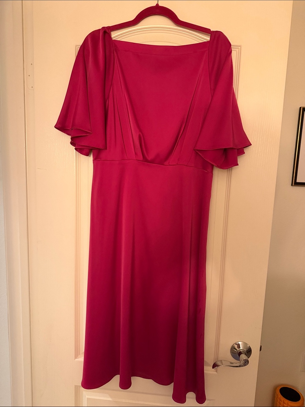 Banana Republic Elegant Fuchsia Flutter-Sleeve Midi Dress